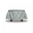 thumbnail image 4 of Autumn Ottoman Cover, Yellow Oak Leaves Artwork, 2 Piece Slipcover Set with Ruffle Skirt for Square Round Cube Footstool Decorative Home Accent, Standard Size, Mint Green and Beige, by Ambesonne, 4 of 5