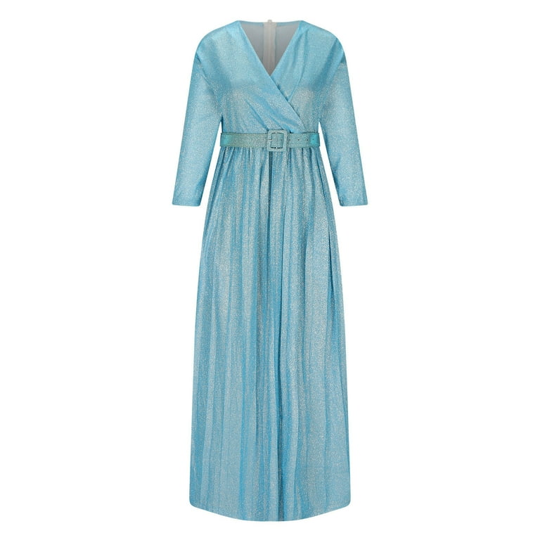 SDNall Long Dress with Sleeves, Plus Size Pleated Skirt, Plus Size