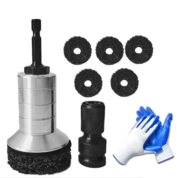 Wheel Hub Rust Removal Kit, Pro-Grade Axle Resurfacing Tool, Brake Disc Rust Cleaning Attachment, Wheel Rim Maintenance Polisher for Car, Truck, Garage & Auto Care Use, 5 Grinding Discs Gloves
