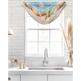 thumbnail image 4 of Waterfall Valances for Windows, Nautical Coastal Kitchen Sheer Valance Curtains, Summer Beach Shell Conch Starfish Blue Rod Pocket Elegant Swag Valances for Living Room Bedroom, 47.2"x38.5", 3 Panel, 4 of 8