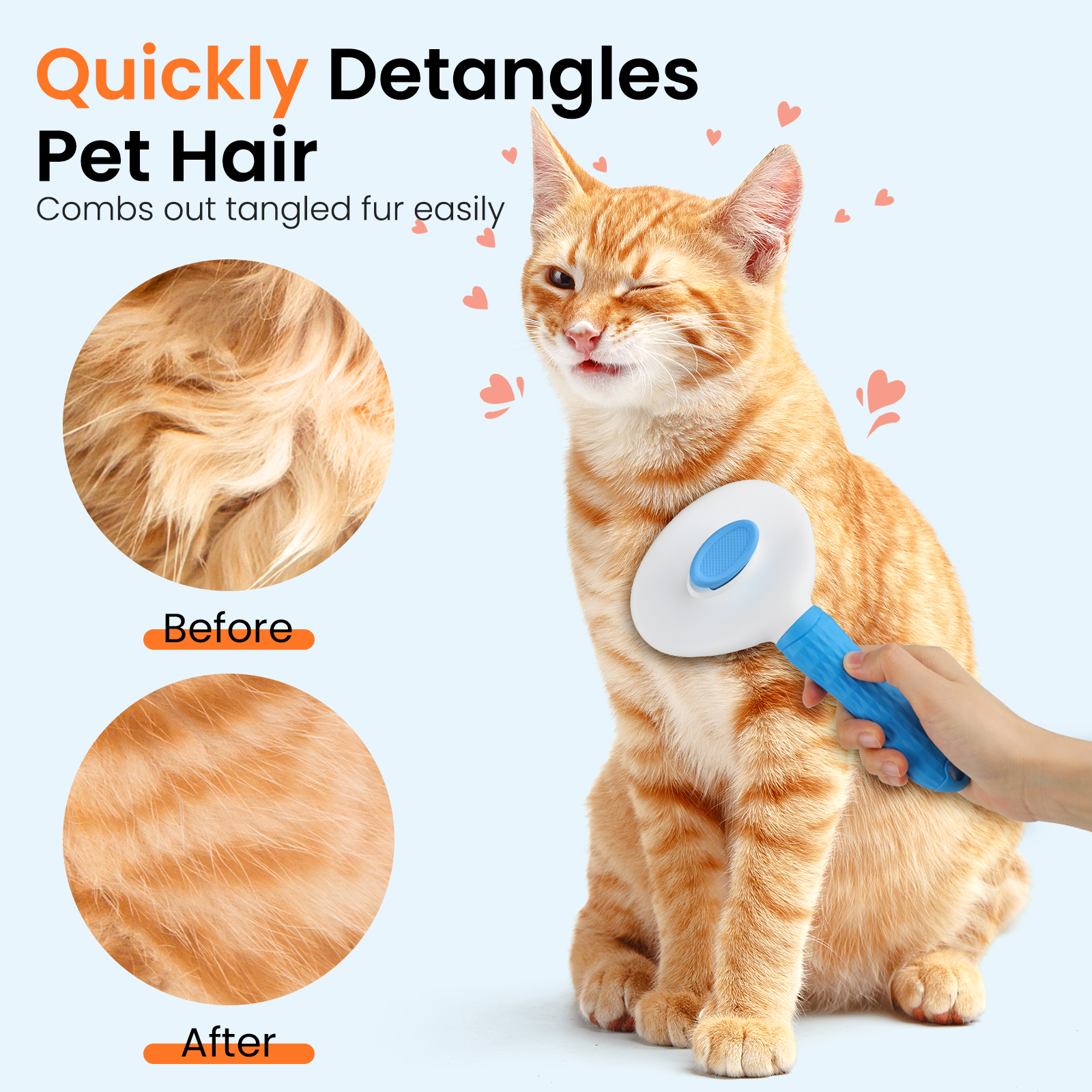 Jewyow Pet Grooming Brush, Deshedding Tool for Dogs & Cats photo 2