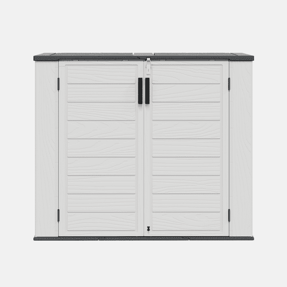 LazySunsets Waterproof Resin Gardening Supplies Storage Shed, 3.9 ft x 4.7 ft x 2.2 ft, White