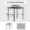 thumbnail image 6 of Gzxs Modern Shade Grill Gazebo 8' x 6', Aluminum BBQ Gazebos with Side Shelves, Grill Canopy Hardtop with Double Roof, Outdoor Grill Gazebo for Patio Lawn Backyard Deck (Brown), 6 of 6