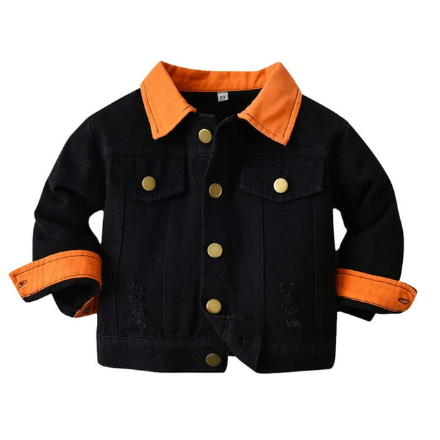 FAIWAD Toddler Baby Girl Denim Jacket Long Sleeve Lapel Button Down Jean Coat Color Block Spring Outwear