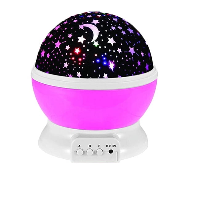 Luz nocturna para niños, proyección de estrellas de 360°, lámpara de proyección giratoria, luz de techo LED, luz nocturna para bebés, regalo para bebés (rosa)