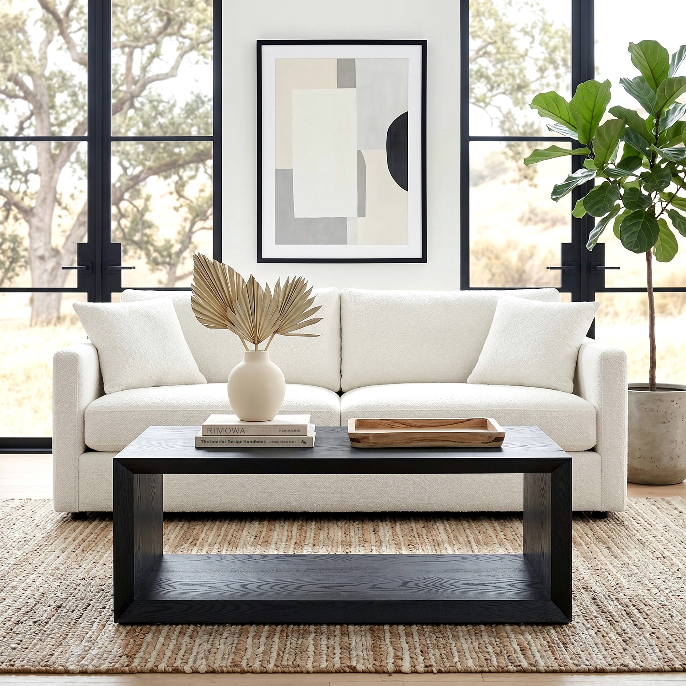 Evelyn&Zoe Osmond Easy Assembly Medium Density Fiberboard Coffee Table, Black Grain
