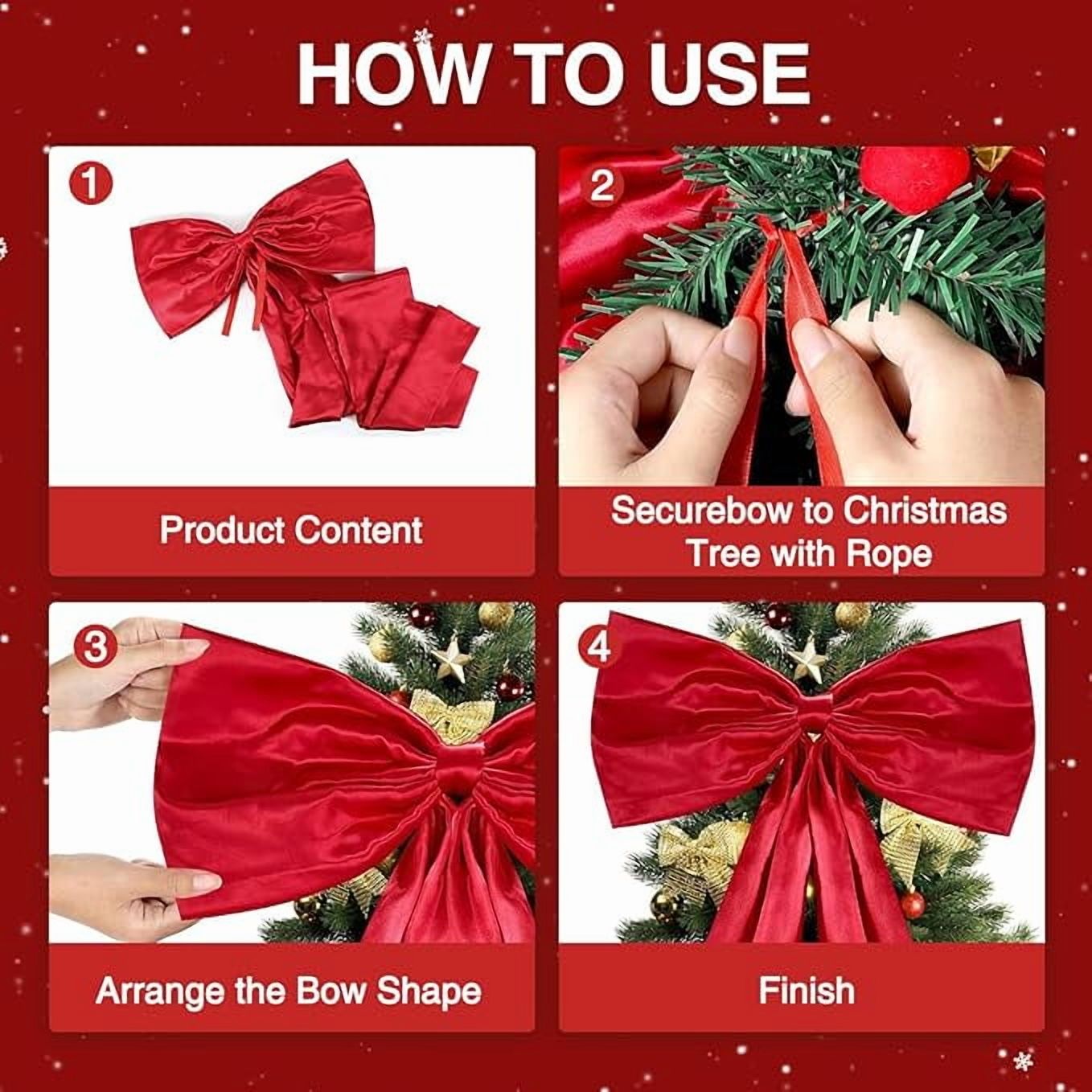 23.62"  Bow Pre-Tied Bow For Christmas Tree, Dark Red Velvet Ribbon Bow For Wreaths, Tree Toppers Bow, Premade Bow, Gift Bow For Party Favor, Christmas Home Indoor Outdoor Decor-1 Counts