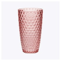 HomeRoots Set Of Four Pink Geometric Acrylic Stemless Highball Glass