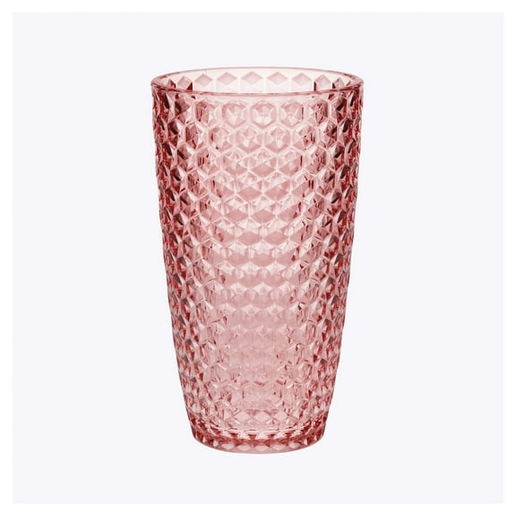 HomeRoots Set Of Four Pink Geometric Acrylic Stemless Highball Glass