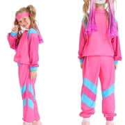 Vividxx 80s 90s Retro Windbreaker Sets Girls Workout Outfits Sets Track Suit For Girls Solid Color Toddler O-Neck Stylish Dailywear