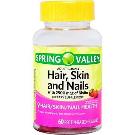 skin biotin hair nails valley spring gummies mcg walmart 2500 ct adult plus