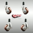 thumbnail image 2 of 3 Inch 316SS Maroon Poly Swivel 1-3/8 Inch Expanding Stem Caster Set 2 Brake SCC, 2 of 2