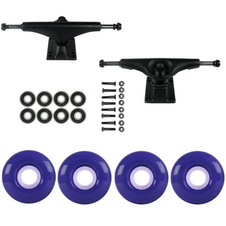 Skateboard Truck Parts - SKATEBOARD PACKAGE Havoc Black 5.0 Trucks 52mm Violet Purple Abec 7 Bearings