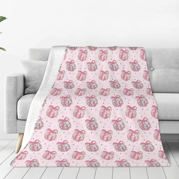 Balery Pink Disco Ball Manta de Felpa Suave y Acogedora – Cobija de Franela Aterciopelada para Cama, Lavable y Cálida para Sofá, Mascotas, Transpirable-50"x40"