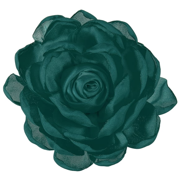 Flowers Hair Clips, Satin Rose Brooch Pin, Floral Brooch Hairpin for Women Wedding, Dark Green