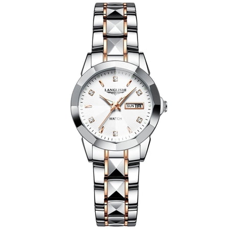 EXPLOJOY Watch for Women Waterproof Stainless Steel Quartz Ladies Watch with Date and Luminous