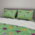 thumbnail image 2 of Dino Comforter & Sham Bedding Set, Jurassic Sketch and Cartoon Style Various Dinosaur Breeds in Happy Colors, 3 pcs Duvet Set Microfiber Filling Quilt, 5 Sizes, Sea Green Multicolor, by Ambesonne, 2 of 4