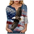 thumbnail image 5 of GEWSEY 4Th of July Shirts Women 3/4 Sleeve Crewneck Cute Shirts Casual Print T Shirt (Dark Blue, M), 5 of 8