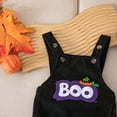 thumbnail image 3 of Pandaie Newborn Infant Baby Corduroy Clothes Outfits Pumpkin Spooky Print Romper Boys Girls Suspenders Jumpsuit for Festival Black,6-12 Months, 3 of 7