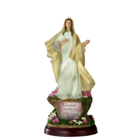 The Bradford Exchange Blessed Mother Sculpture Collection Issue #4 Gracious Mother Of Mercy St. Mary Sculpture Religious Handcrafted Detail, Hand-Painted & Illuminating by Thomas Kinkade 9-Inches