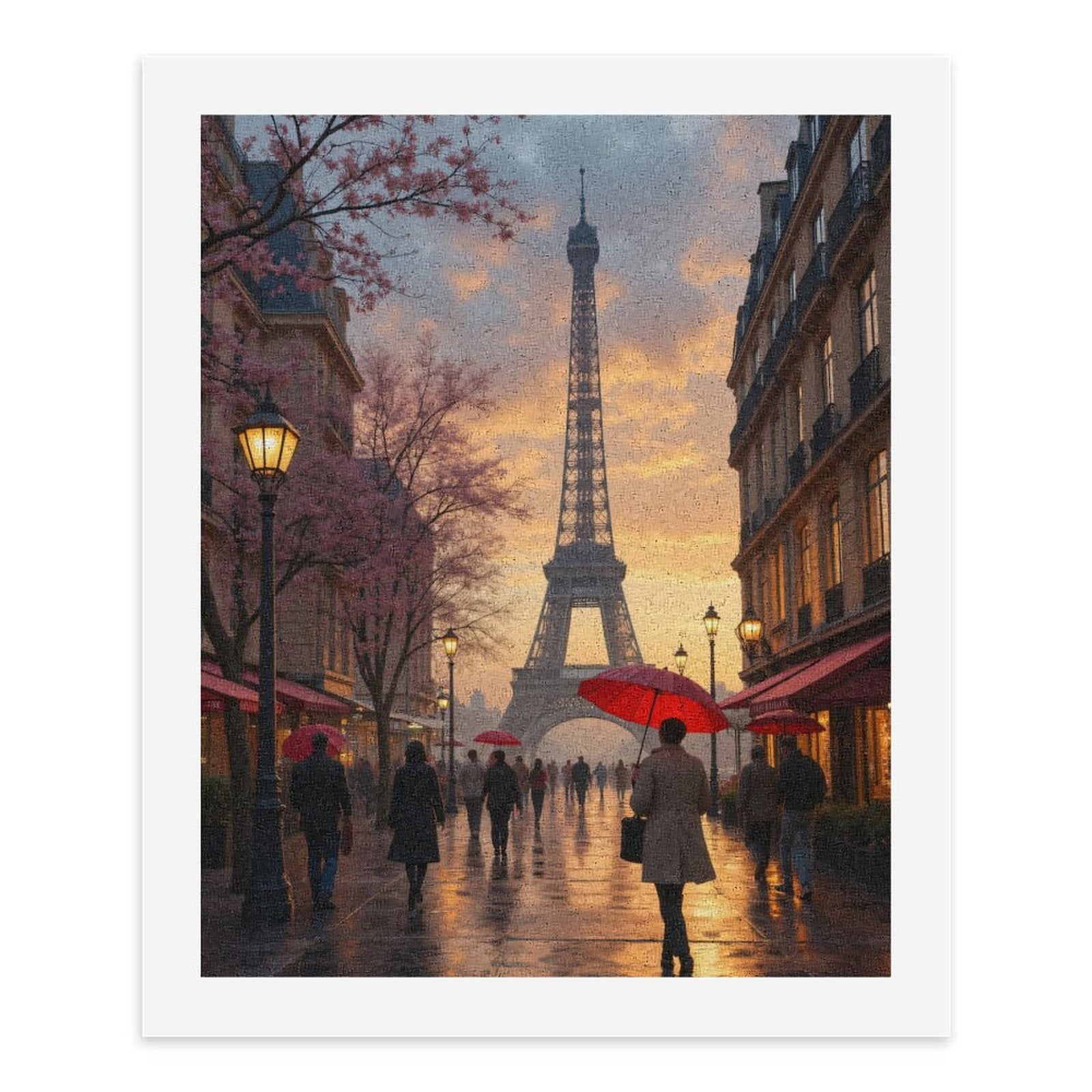 Paint by Numbers Kit for Adults, Paris Street Sunset Red Umbrellas Paint by Numbers, Easy Paint by Numbers Kit for Adults Beginner, DIY Adult Paint by Number Kits on Canvas, Home Decor