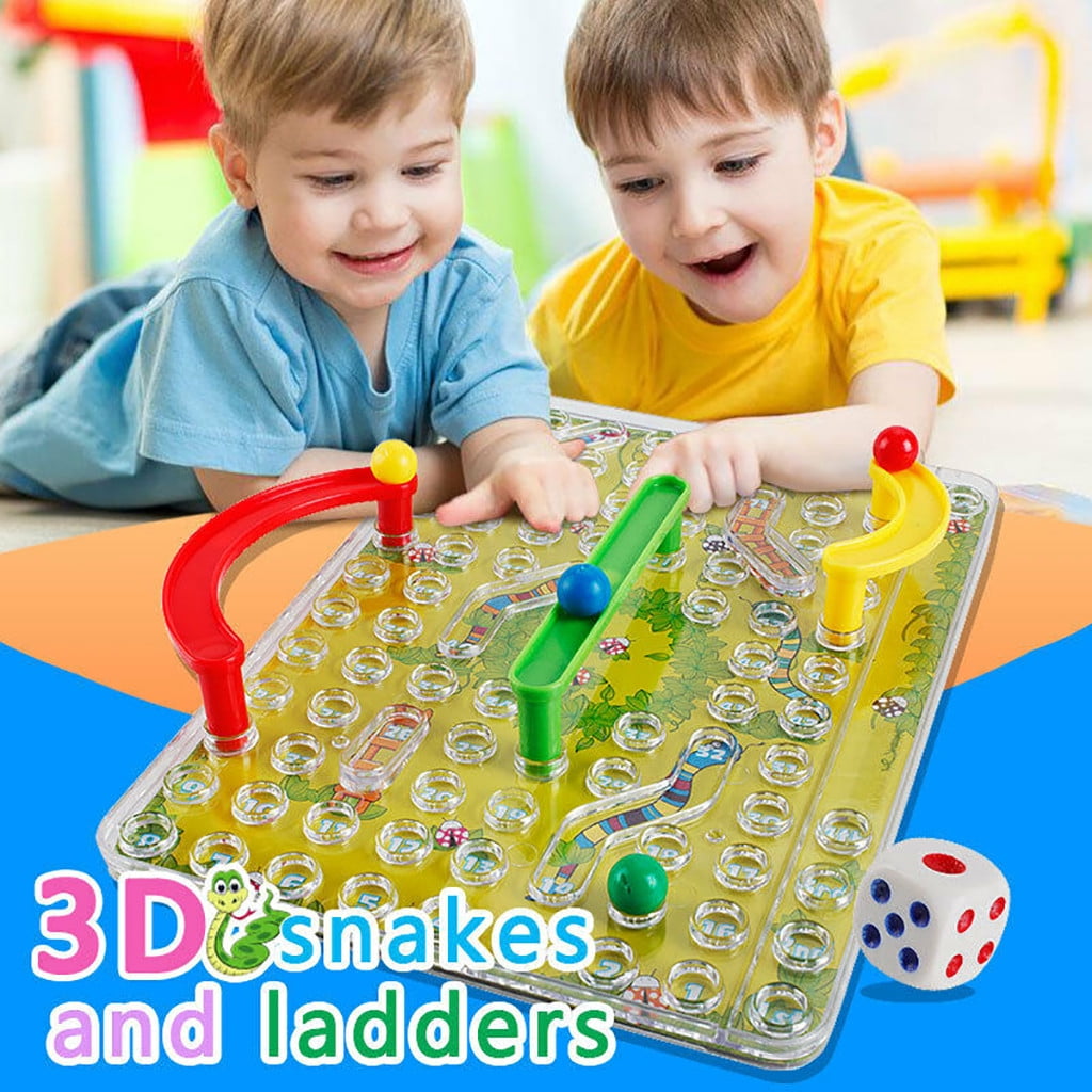 3D SNAKES AND LADDERS BOARD GAME FUN FAMILY XMAS KIDS TOYS GIFT TRADITIONAL NEW 