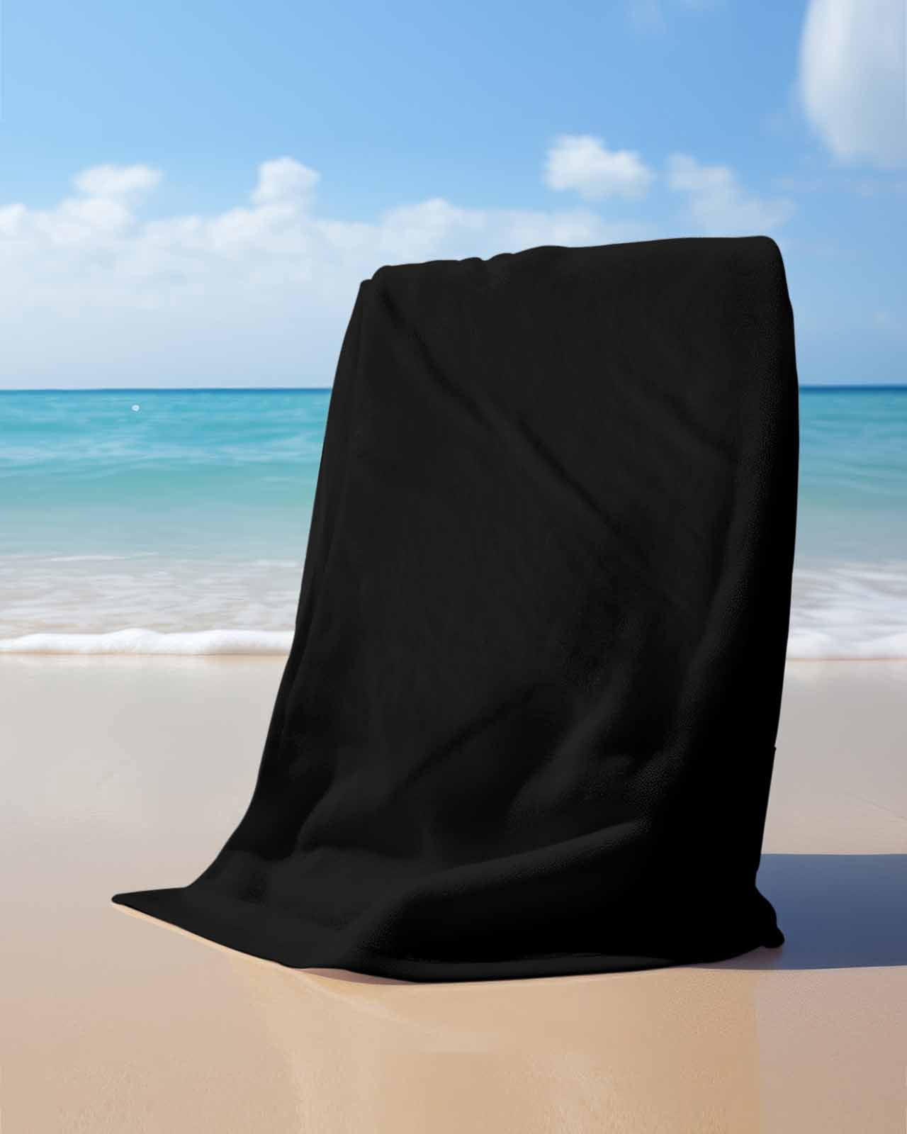 Black Beach Towels Oversized Super Absorbent, Solid Color Farmhouse Black Lightweight Bath Towel Quick Dry Sets For Bathroom/Pool/Rv Camping/Beach Play/Gym Room/Picnic 35"x70"