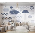 thumbnail image 4 of Kids Wallpaper Wall Mural - Geometric Fish and Crabs, 4 of 5