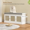thumbnail image 4 of HOMCOM Banc à Chaussures avec Portes en Rotin, Coussin, Rangement pour Chaussures d'Entrée, Blanc, 4 of 10