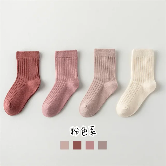 High Quality Spring Autumn New Kids Socks Solid Color Morandi Color Drawer Strip Baby Socks Versatile Boy Girls Cute Socks 08 3-5Years