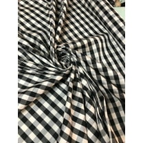 Black  white shantung Plaid fabric 54” wide, sold by the yard