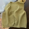 thumbnail image 2 of UYISJ Women's Sleeveless Sweater Vest Button Front V Neck Knitted Coats Casual Fall Solid Color Outerwear Mint Green Free Size, 2 of 3