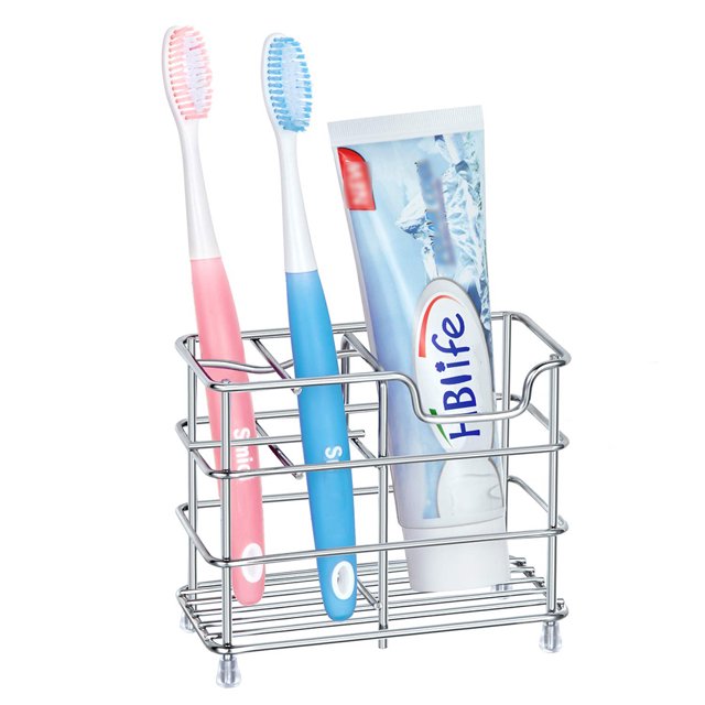 Soporte Para Cepillos De Dientes De Acero Inoxidable Multifunción Práctico Soporte Para Pasta De Dientes Para Baño Estante De Almacenamiento Vertical Para Cepillos De Dientes Cateissary BA000678-00