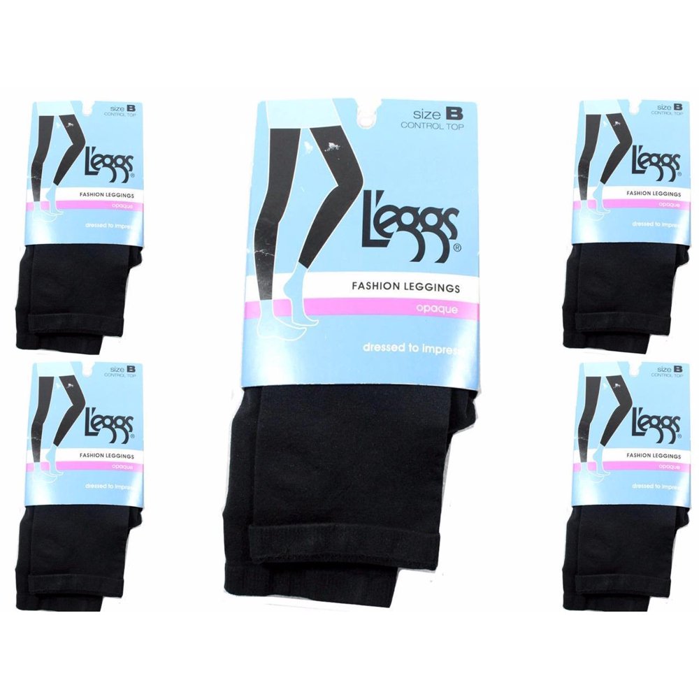 L'eggs Pack of 5 L'eggs Fashion Tights Opaque Size B Black Control