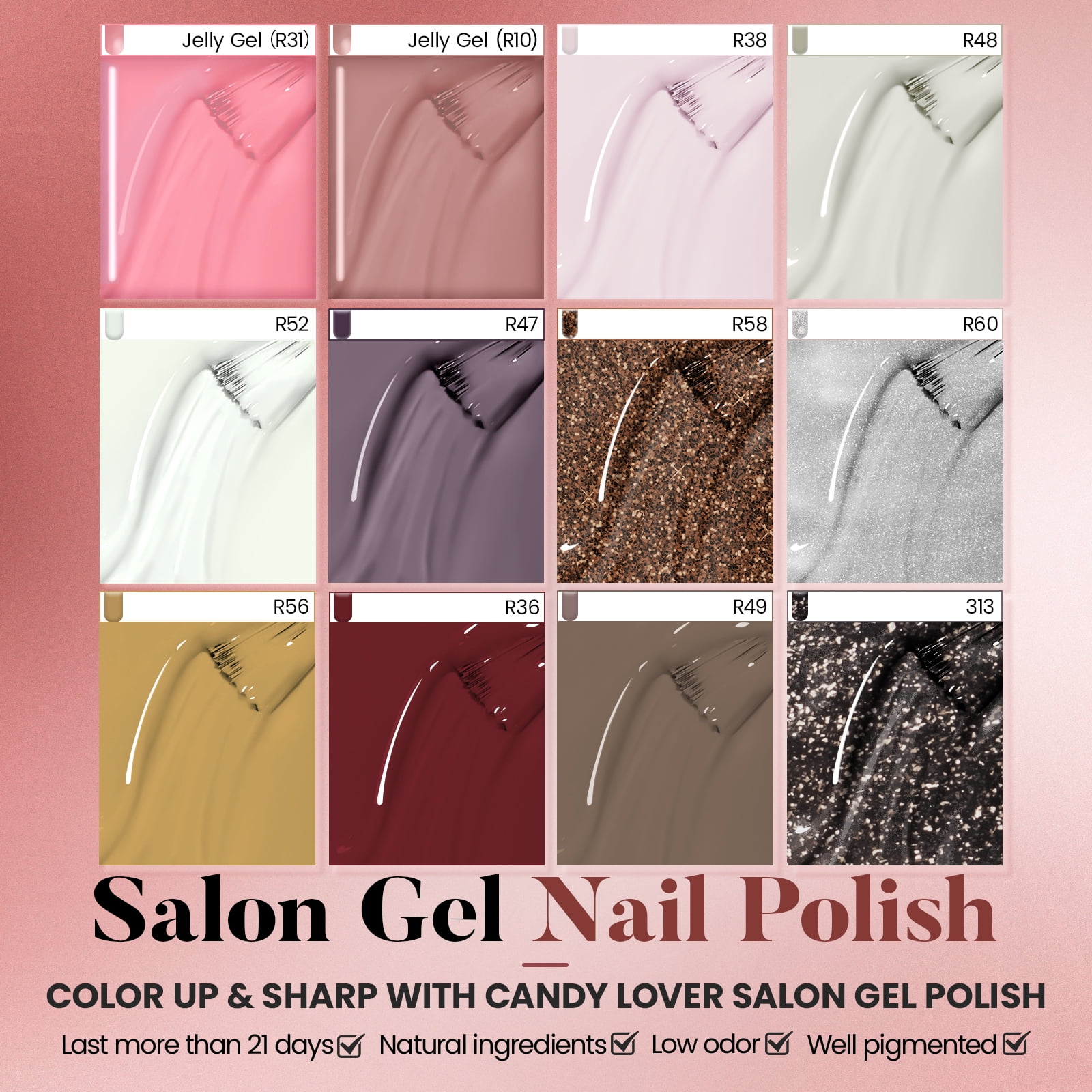 Candy Lover Gel Nail Polish Kit with UV LED Lamp, 12 Colors Classy Gel Polish Starter Kit, All-in-One Quick Dry Soak Off Nail Gel Manicure Kit with DIY Tools Valentine Gift for Women