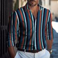 thumbnail image 1 of Camisa de solapa para hombre, moda informal, a rayas, a cuadros, con botones, estampado HD, suave y cómoda, talla europea, para hombre, 1 of 6