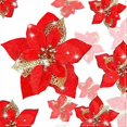 thumbnail image 1 of 24pcs Christmas Sparkling Poinsettia Flowers Artificial Christmas Flowers Wedding Christmas Tree New Year Ornaments (Red), 1 of 4