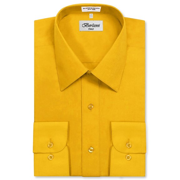 Berlioni Italy Men's Long Sleeve Solid Premium Dress Shirt
