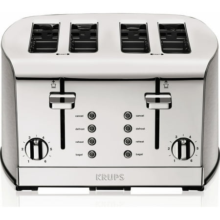 KRUPS 4-Slice Brushed and Chrome Stainless Steel