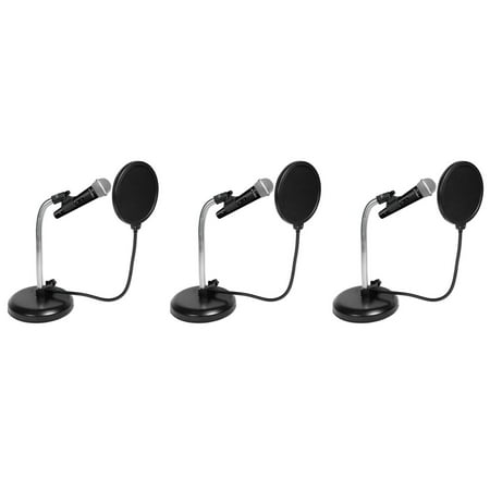 3) Rockville Microphones+Gooseneck Stands+Pop Filters 4 Recording,Studio,Podcast