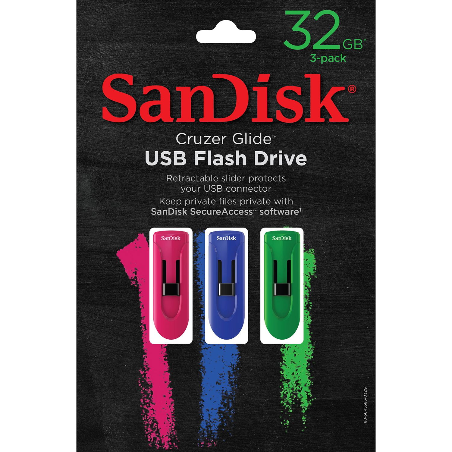 3PK Cruzer Glide 32GB USB Flash Drive Retractable Slider