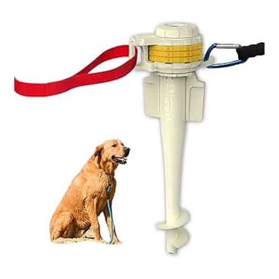 Dog Stake Beach Anchor - Dog Beach for All Dog Sizes - 360° Head Rotating Combination Beach Lock System, Heavy Duty Tie Out Stake, Umbrella Sand Anchor, Designed for The Beach