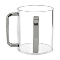 Judaica Hand Washing Cup with Dual Handles 5" Acrylic Clear Negel Vasser Washing Cup for Netilat Yadayim Jewish Ritual Kohanim(Clear,Grey Handle)