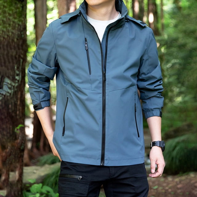LSLJS Veste Extérieure à Capuche Manteau pour Hommes à Manches Longues Décontracté & Vestes (Bleu, TTTG)