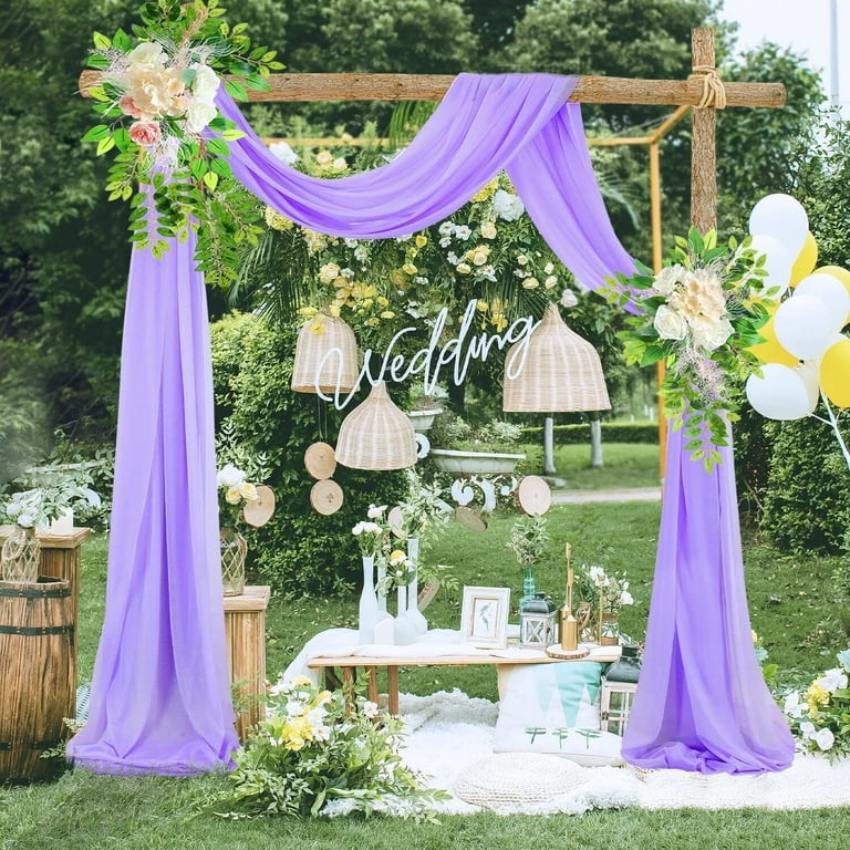 SHANNA Wedding Arch Draping Fabric 18FT Sheer Backdrop Curtain Chiffon  Drapery Voile Scarf Draping Panels for Wedding Archway Ceremony Valance  Party Decoration, Purple 