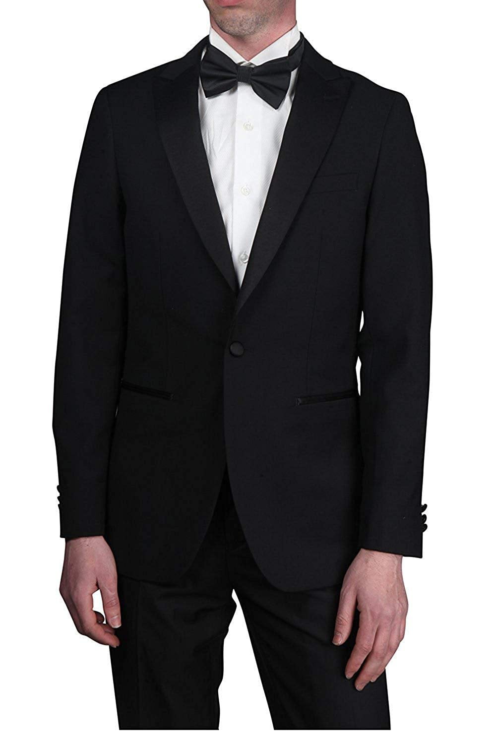 Wingtip Mens Two Button Wool Tuxedo Suit Jacket Black