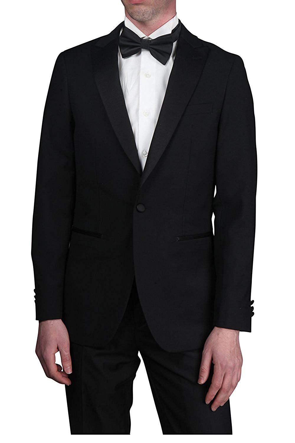 Giorgio Fiorelli Men’s G47815/1 One Button Modern Fit Two-Piece Peak Lapel Tuxedo Suit Set - Black - 40S - image 1 of 2