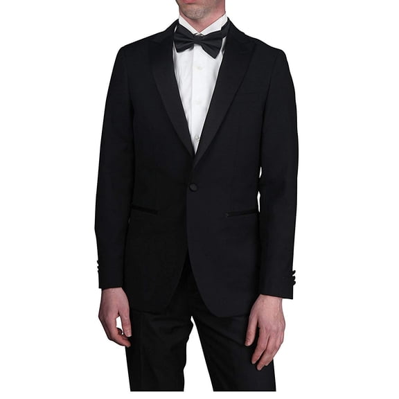 Giorgio Fiorelli Men’s G47815/1 One Button Modern Fit Two-Piece Peak Lapel Tuxedo Suit Set - Black - 42R