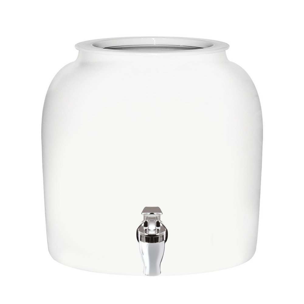 Brio Solid Porcelain Ceramic Water Dispenser Crock with Faucet (White