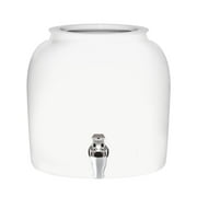 Brio Solid Porcelain Ceramic Water Dispenser Crock with Faucet - Lead Free (White)